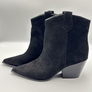 Kenneth Cole Black Suede Leather Pointed Toe Ankle Boots 11 M Display Unit
